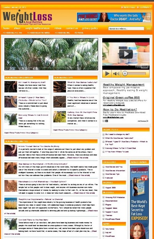 Product picture Weightloss Plr Niche Blog (Wp 3.x.x)