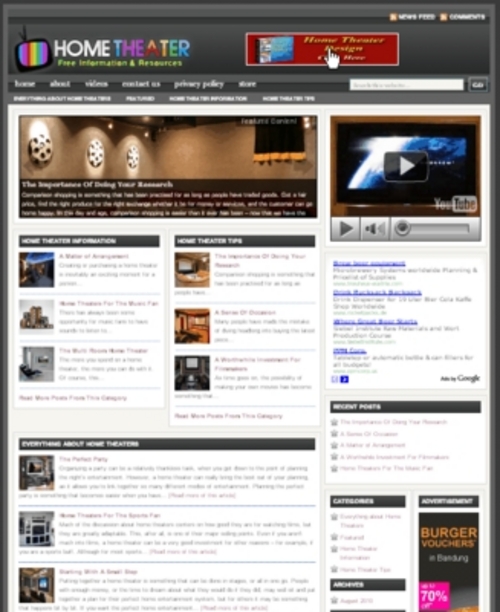 Product picture Home Theater Plr Niche Blog (Wp 3.x.x)