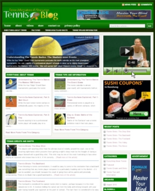 Product picture Tennis Plr Niche Blog (Wp 3.x.x)