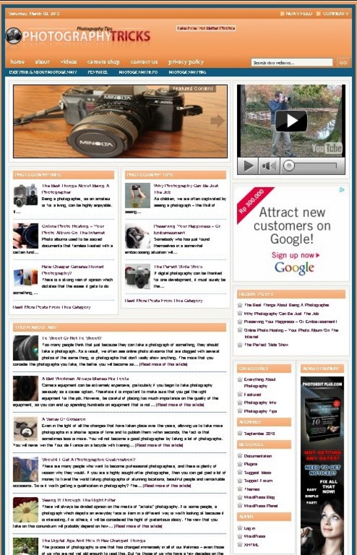 Product picture Photography Plr Niche Blog (Wp 3.x.x)