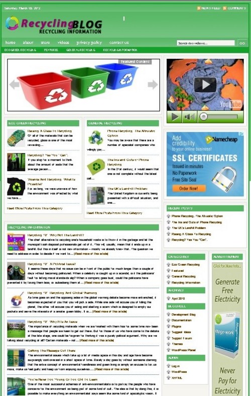 Product picture Recycling Plr Niche Blog (Wp 3.x.x)
