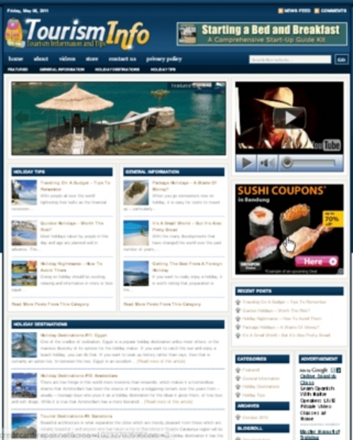 Product picture Tourist Plr Niche Blog (Wp 3.x.x)